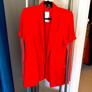 Gorgeous Red Blazer with rhinestone sleeves